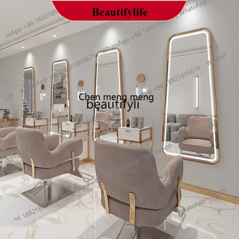 G153 L Barber shop mirror table, special led light for hair salon, single-sided hair cutting mirror, simple and light luxury