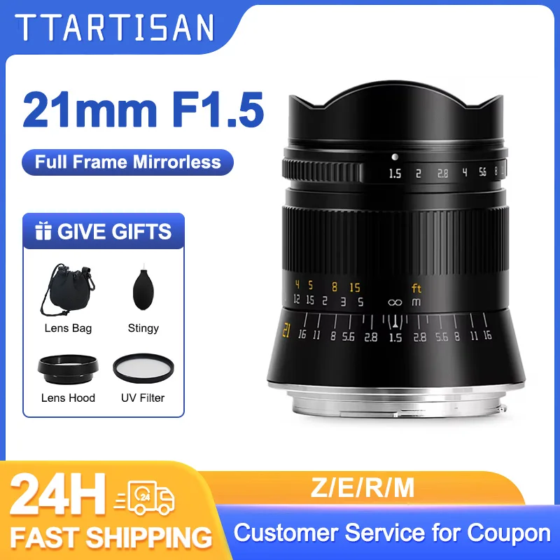 TTArtisan 21mm F1.5 Full Fame Large Aperture Fixed Focus Lens for Leica M Mount M240 Sony E FE A7R Nikon Z Z8 Canon R RP R8 R10