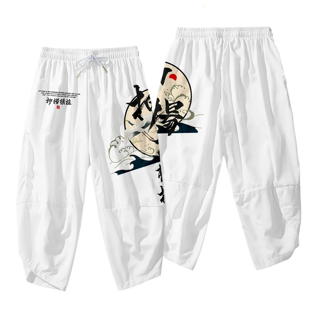 

Японские брюки-кимоно, штаны с рисунком самурая, повседневные брюки в стиле Харадзюку для женщин и мужчин, традиционная азиатская одежда