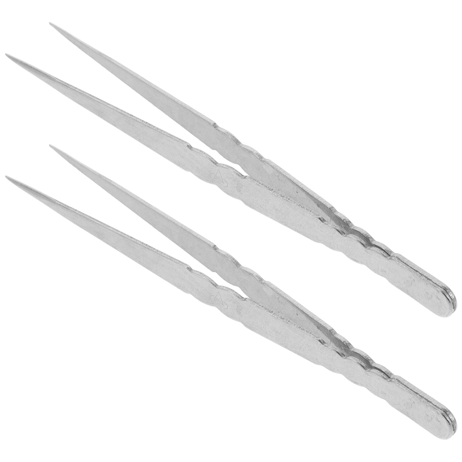 

2 Pcs Stainless Steel Tweezers 15cm Ergonomic Tip Straight Curved Craft Tool False Eyelash Applicator Jewelry Stamps