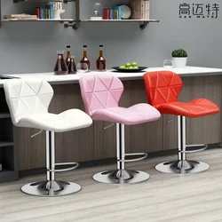 PU Leather Bar Stools Counter Height Stools Adjustable Swivel Tall Chairs with Backrest Modern Black Furniture