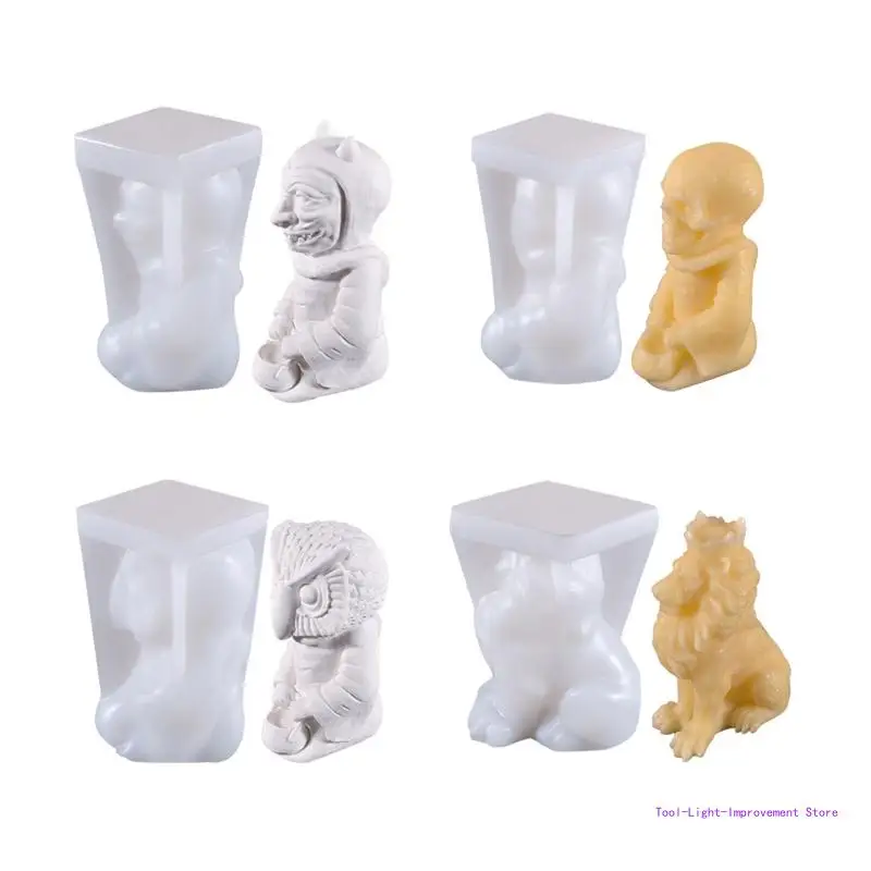 C63E 3D Skeleton Zombie UV Crystal Epoxy Resin Mold Plaster Silicone Mould DIY Crafts Home Decorations