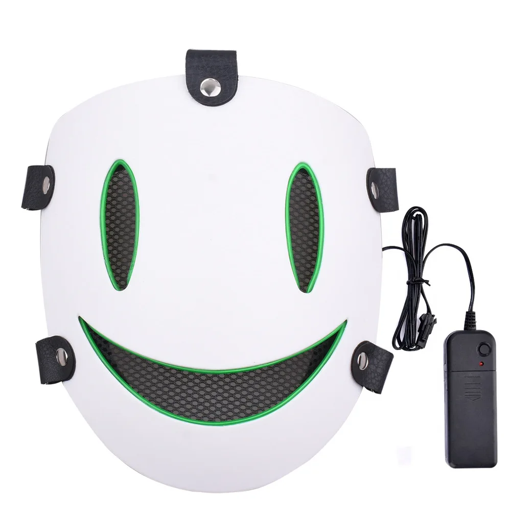 Halloween japońskie anime LED świecąca maska pełnotwarzowa rekwizyty do Cosplay Luminous Light Up maska dla dorosłych dzieci maska neonowa
