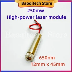 Módulo Laser de Alta Potência, Comprimento Focal Ajustável, Laser Vermelho, DIY Gravura, XH2.54 Terminal Connector, 250mw, 650nm, 12mm