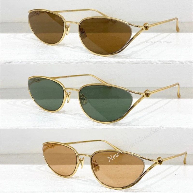 

Women's INS Fashion Gold Cat Eye Sunglasses Classical Niche Light Luxury Top Quality Alloy Solar Glasses for Female