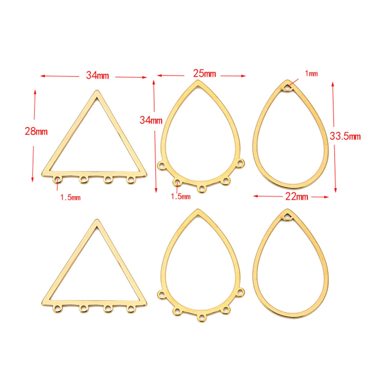 10PC Stainless Steel Gold Color Geometric Earring Posts With Ring for Diy Earrings Anti-allergy Ear Studs for Jewelry Making DIY