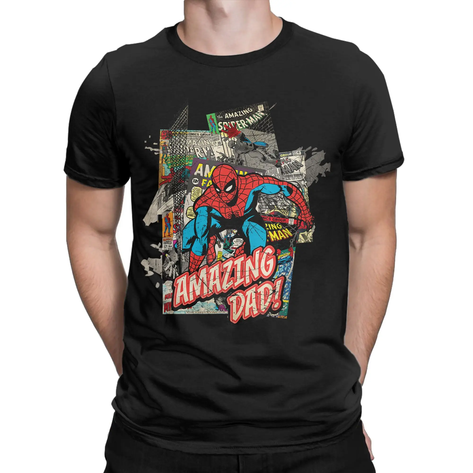 

Oversized T Shirt Summer Spider Man Amazing Dad Father Day Hipster T Shirts 100% Cotton Tshirt for Men's Short Sleeve Tees
