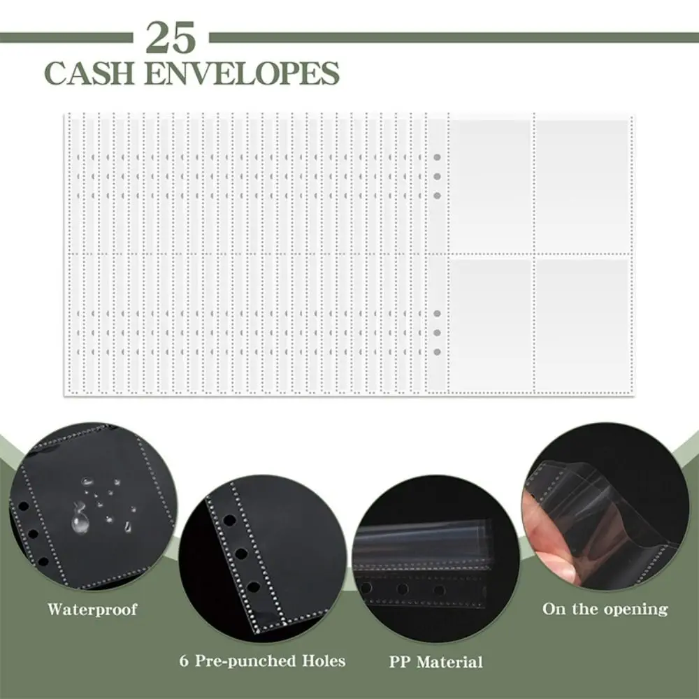 PU Money Saving Binder Cash Envelopes 52 Week Mini Budget Binder Colorful Tear Resistant Savings Challenges Book