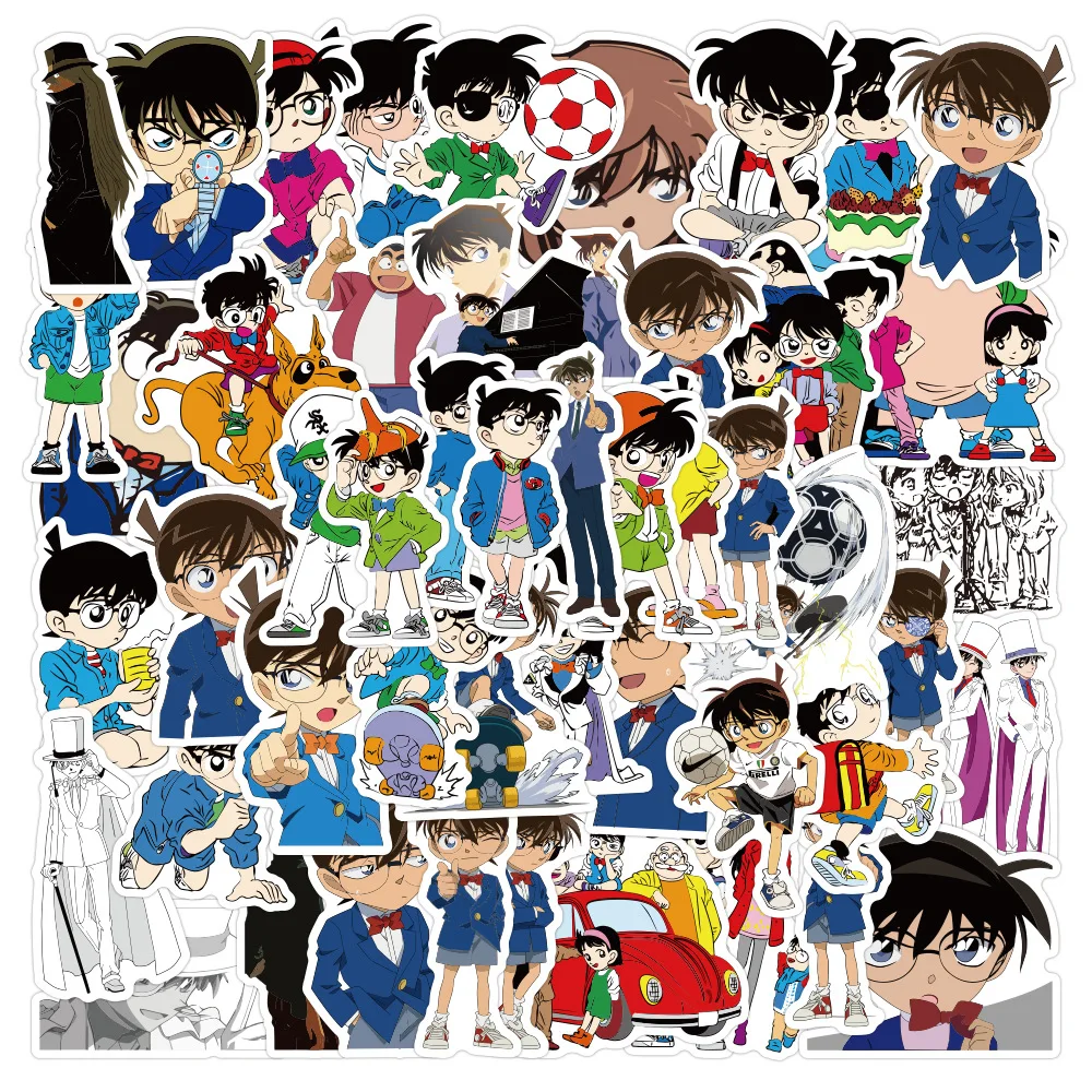 50pcs Conan Cute Cartoon Graffiti Sticker Luggage Computer Skateboard Guitar Water Bottle Waterproof Decorative Stickers Kid Toy