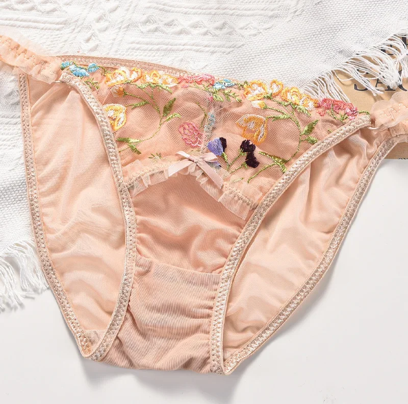 Sujetador con espalda abierta para mujer, Bralette con bordado Floral, lencería Sexy sin aros, ropa interior francesa romántica, sujetadores con espalda baja en U profunda