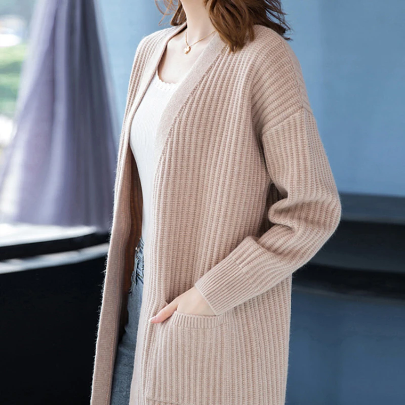 

Свитер большого размера 5xl 90 кг средней длины, повседневный мягкий кардиган свободного кроя, базовая однотонная трикотажная одежда, топы, весна, B308