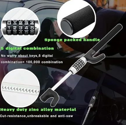 Car anti-theft password lock steering wheel safety lock telescopic two section front lock U-shaped lock box specifications