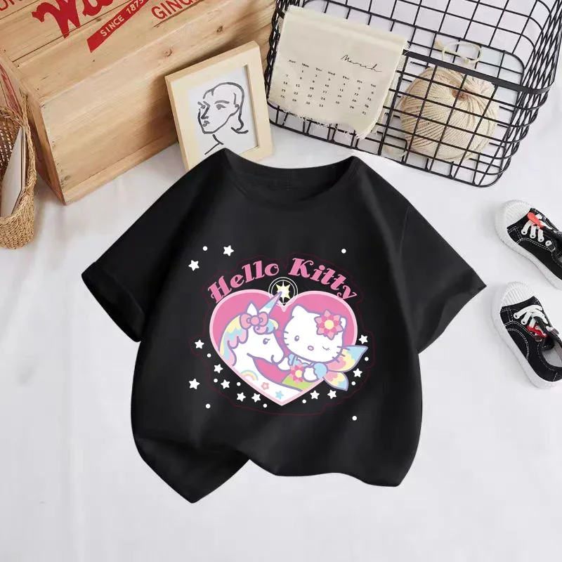 Hello Kitty summer new T-shirt girls children's clothing Girls' clothing top short sleeve sport fashion short sleeve 3-14 years