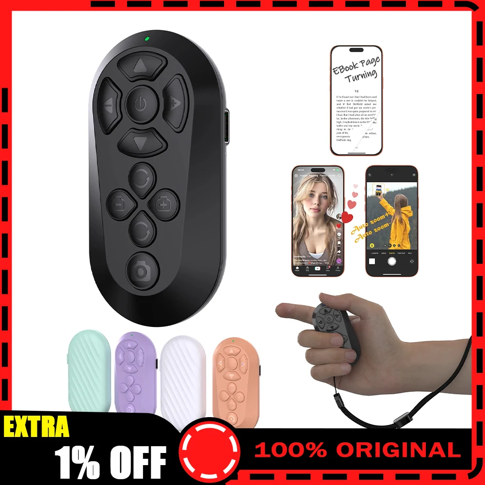 Xring D18 Hand-Held Remote Control Page Turner Key Mute Design Bluetooth Connection Hand-Hold Remote Control Light Weight Gifts