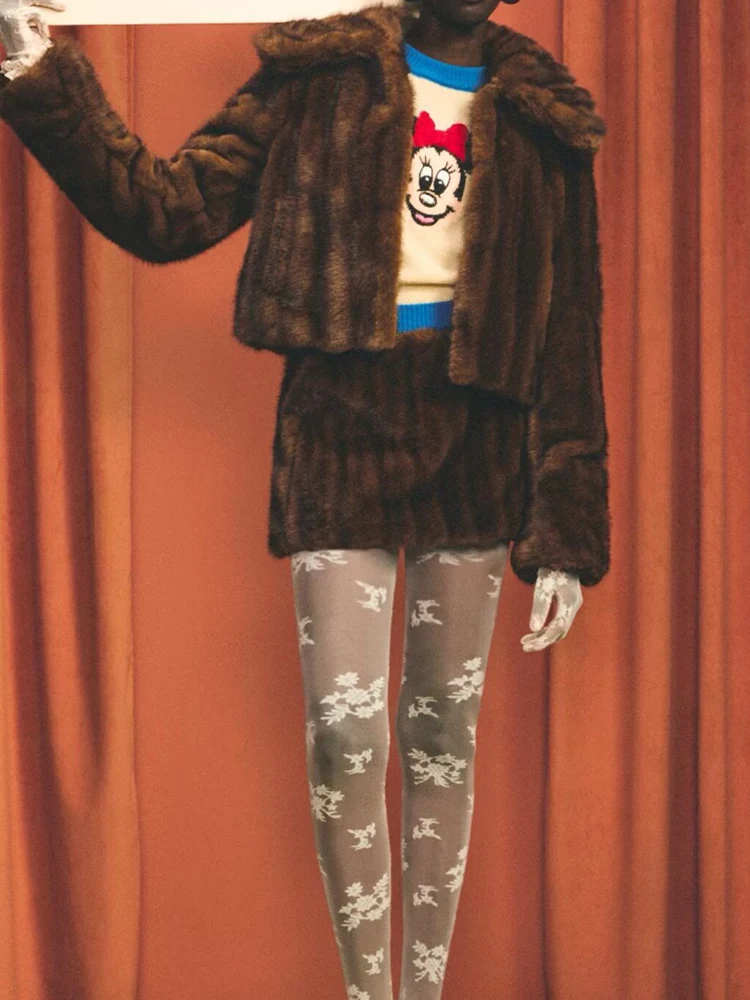 

2025 New Women's Clothing: European and American Style Fashionable Versatile Faux Fur Effect Long-Sleeved Jacket