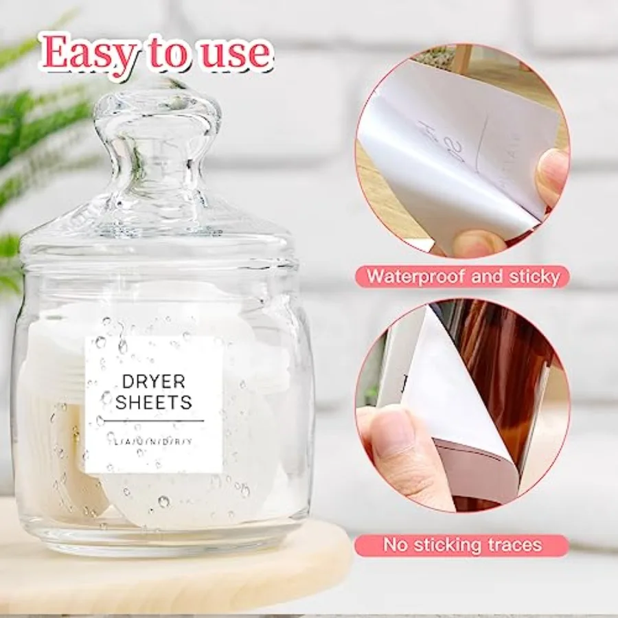 32 قطعة من ملصقات الغسيل البيضاء لملصقات الغسيل للحاويات ملصقات التنظيف المقاومة للماء لتنظيم تخزين غرفة الغسيل