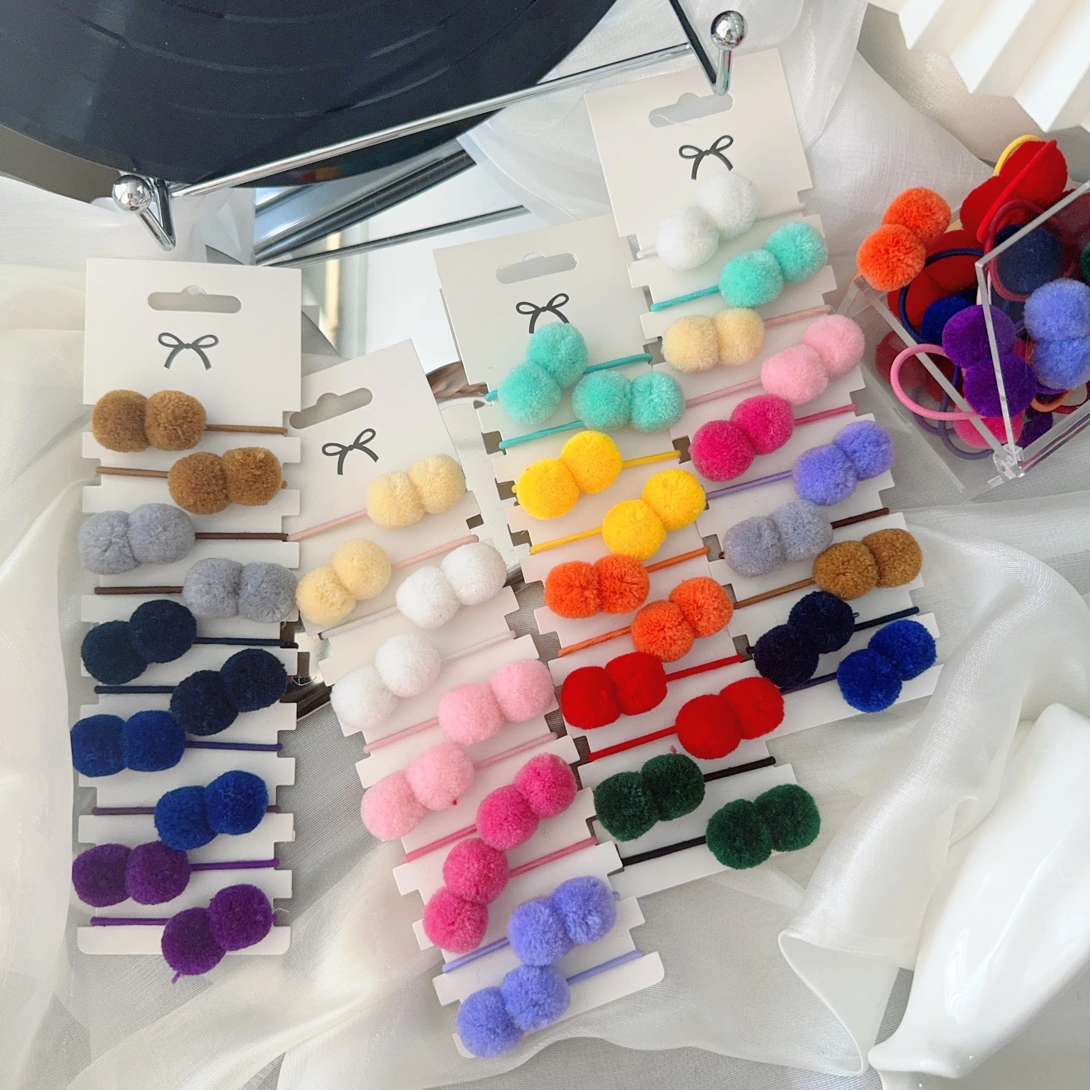 

10Pcs/lot Girls Double Plush Ball Hair Ropes Set For Kids Solid Color Scrunchies Elastic Hair Bands Hair Accessories Wholesale