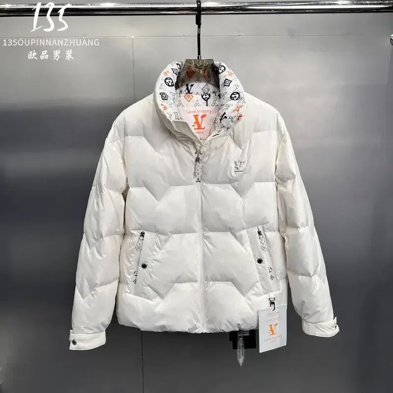 

Winter European stand-up collar short fashion casual down jacket thickened warm white duck down loose winter casual jacket