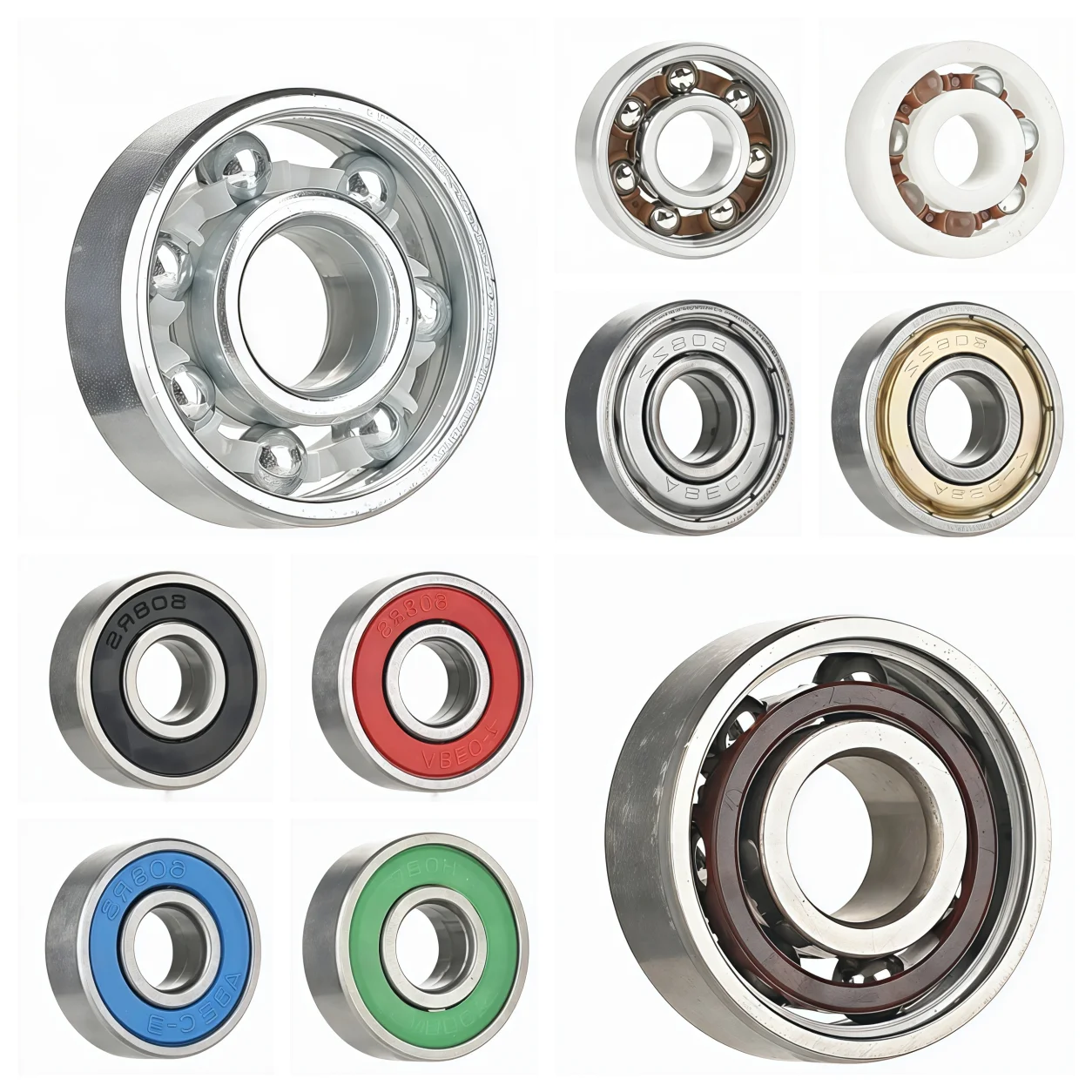 608 Bearing 608ZZ 608RS 8X22X7mm Carbon Steel Galvanized Iron POM Material Silent High Speed Used for DIY Toy Scooter Pulley