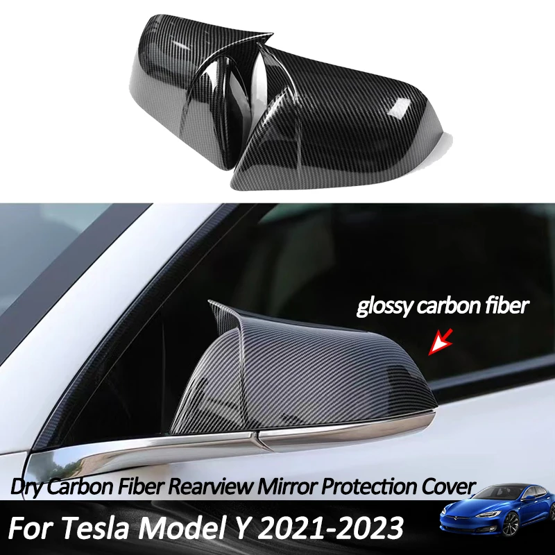 

Для Tesla Model Y 2021-2023 крышка зеркала заднего вида из настоящего углеродного волокна корпус зеркала заднего вида аксессуары для автоматической модификации