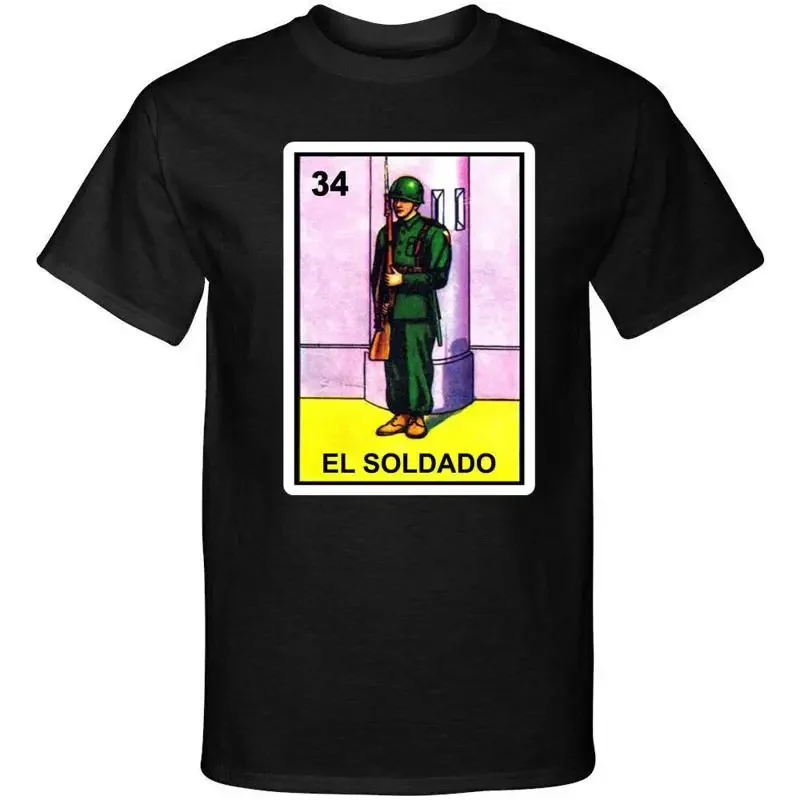 El Soldado Military The Soldier Loteria Mexican Graphic Tee Shirt T Shirt