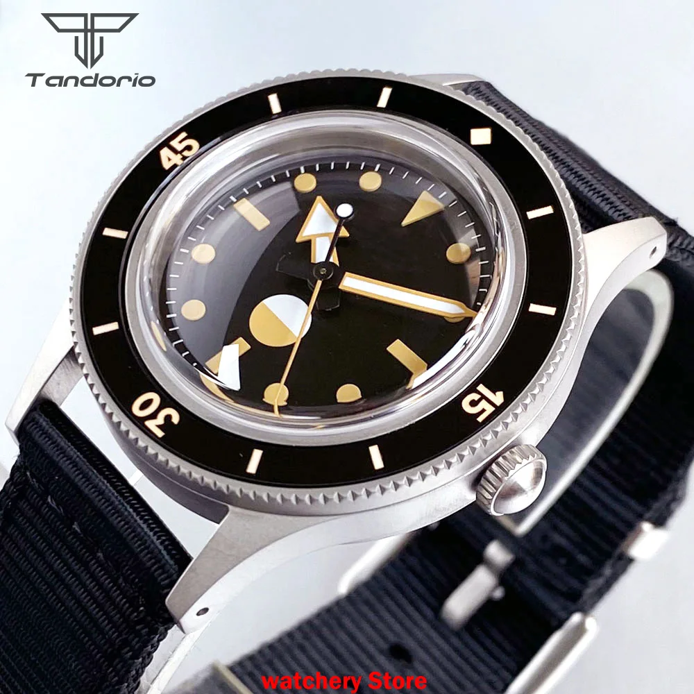تخصيص 20ATM NH35 حركة 50-Fathoms نمط ساعة للرجال Tandorio قبة الياقوت الزجاج مضيئة الحافة الغوص الميكانيكية
