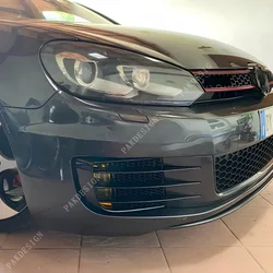 2Pcs Car Front Bumper Splitter Spoiler Intake Frame Fog Light Vent Canards Gloss Black For VW Golf 6 MK6 GTI GTD R R20 2008-2013