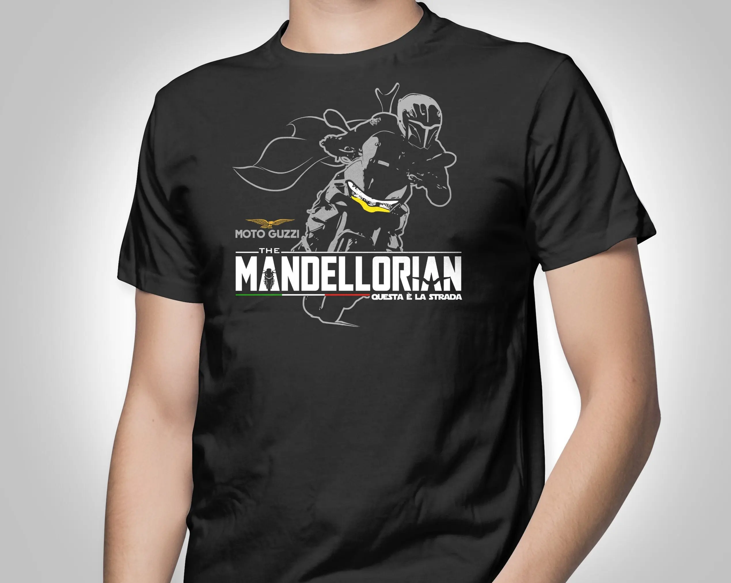 Moto Guzzi T Shirt V100 Mandello The Mandelorian This Is Way Vector Art Smart Funny Creative Tee Biker Gift