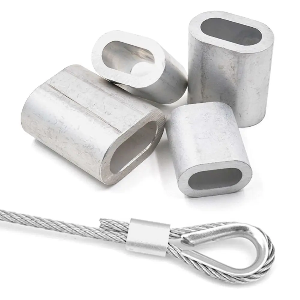 1/2/5/10/20/30/50Pcs M1.2 to M12 Wire Ferrules Crimp Sleeve Durable Steel Wire Rope Fixing Clip Practical Cable Clip Hardware