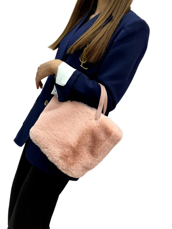 Bolsos de Mano de Piel Sintética de Color Sólido para Mujer, Bolsos de Diseñador de Lujo, Bolsos de Hombro de Felpa para Invierno, Bolso de Mano Pequeño