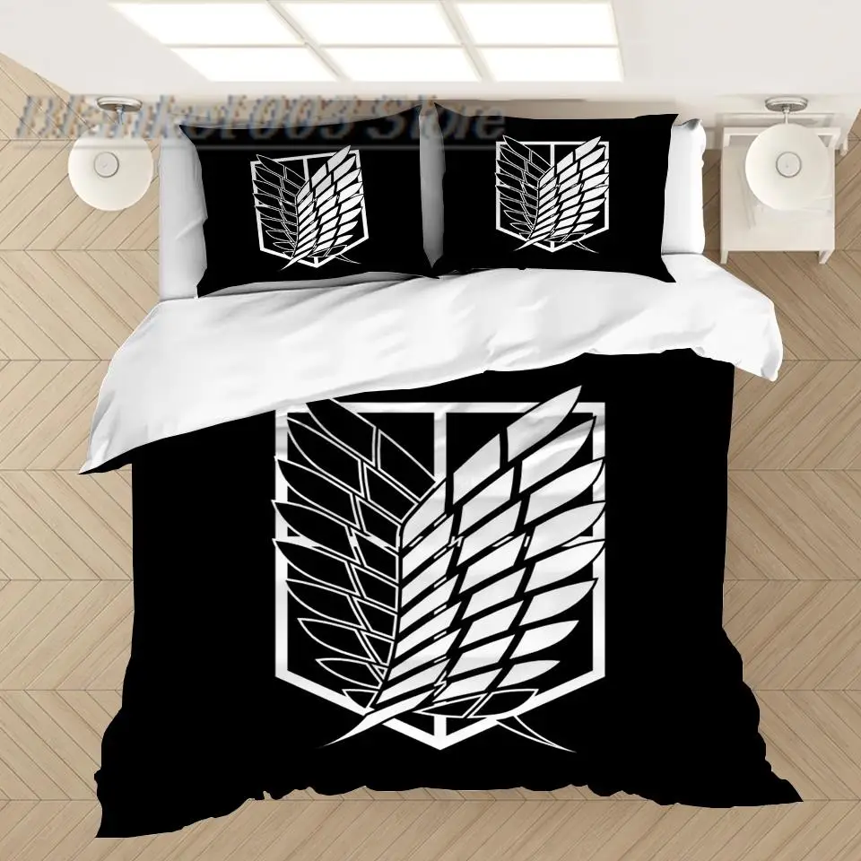 3D Printed Bedding Set Duvet Covers Anime Attack on Titan Pillowcases Comforter Bedding Set Bedclothes Bed Linen (NO sheet)