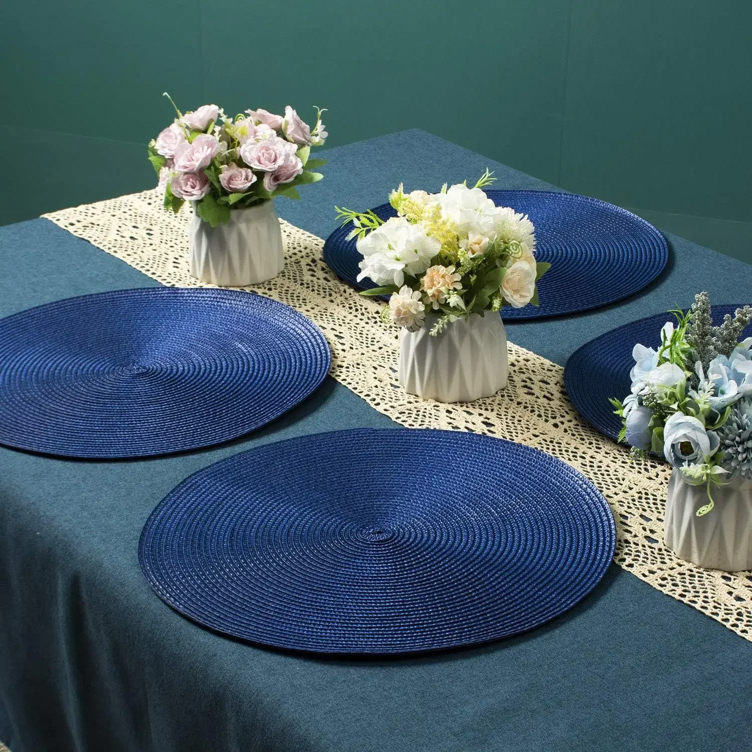 Tapete redondo de 38cm para casa, isolamento pp, mesa de jantar, biodegradável, tecido, para cozinha, natal, mesa de jantar, decoração de festa
