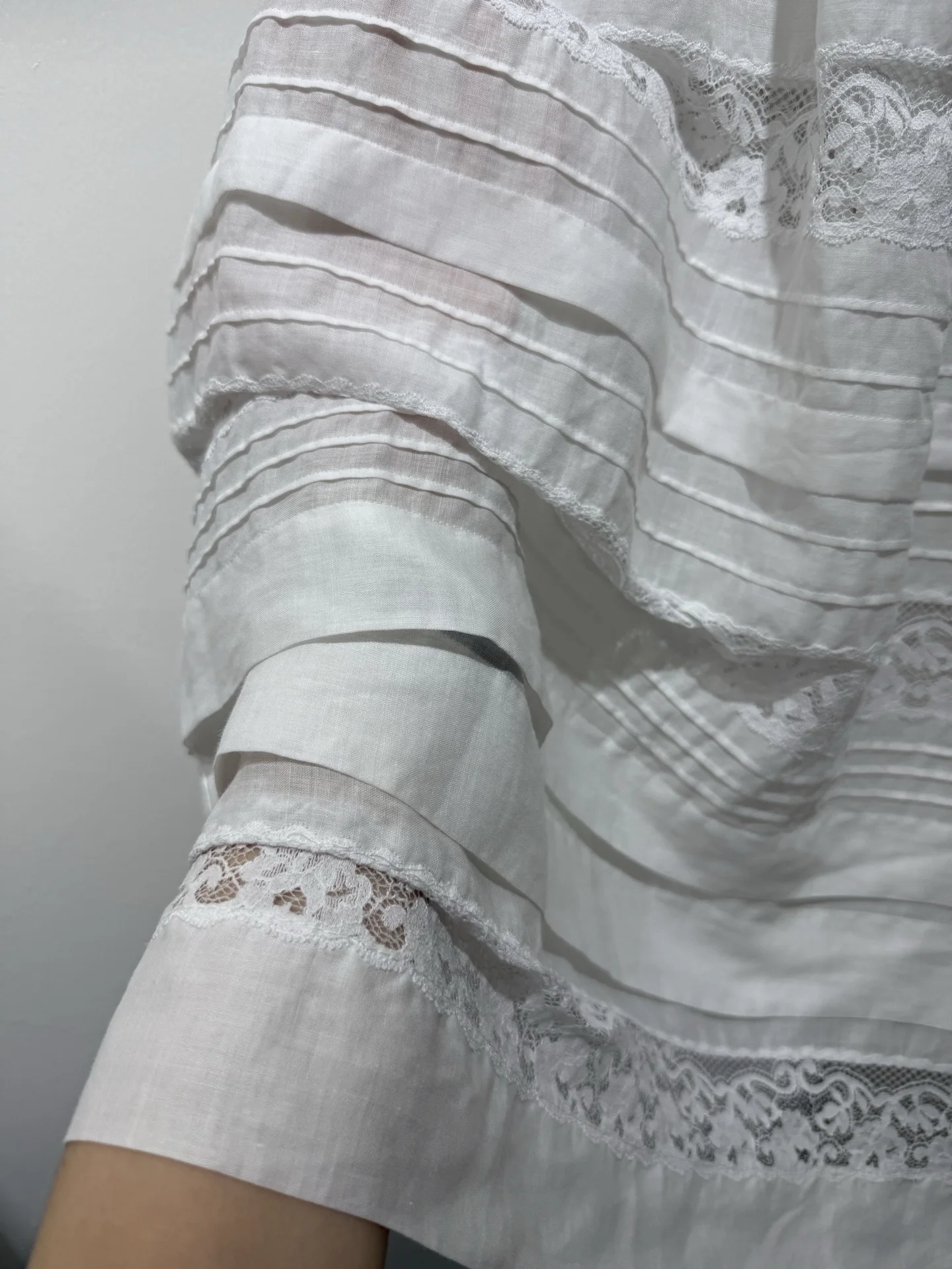 Women Lace Patchwork Long Skirt High Waist A-Line Elegant 100% Ramie Skirt