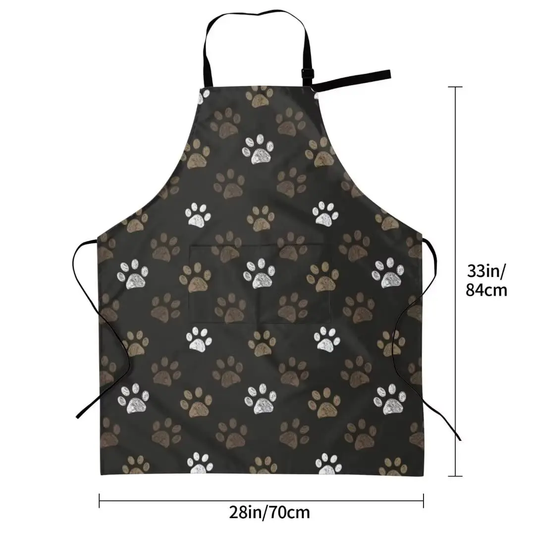 Dog Grooming Apron Waterproof Cute Pet Animal Dog Paws Apron With 2 Pockets & Adjustable Neck Chef Groomer Apron