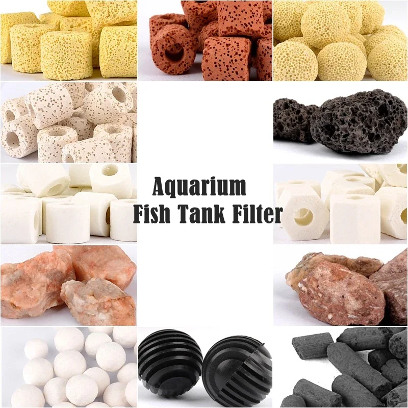 500g Aquarium Filter Media Fish Tank Accessories Ceramic Rings Activated Carbon Bio Balls Clear Water with Net Bags