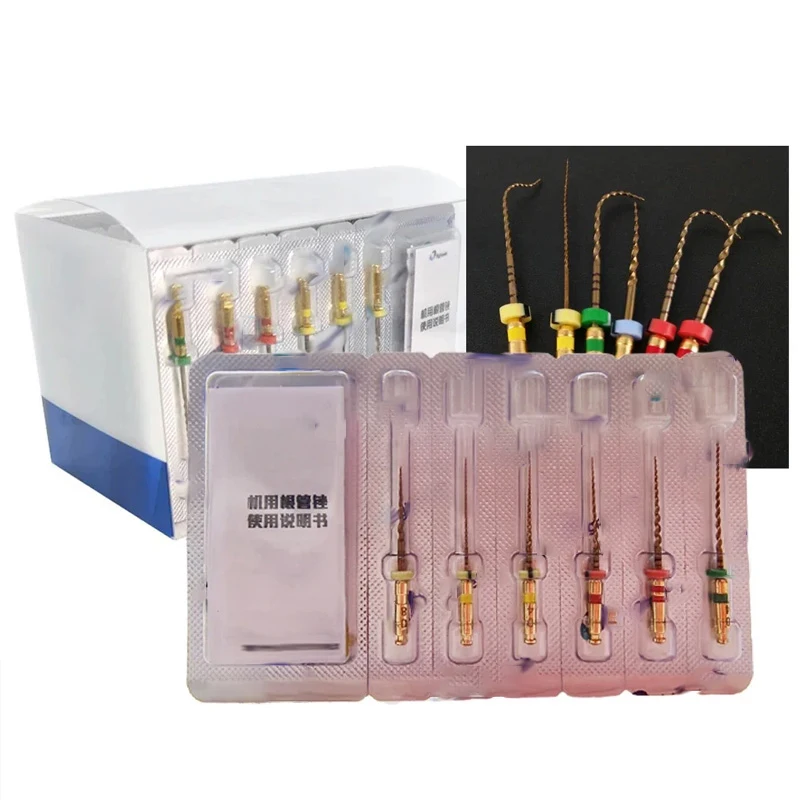E-FLEX 1 Pack Gold – Fils endodontiques rotatifs activés par la chaleur pour le traitement des canaux radiculaires dentaires, en Nickel Titane Nitinol – Matériel dentaire