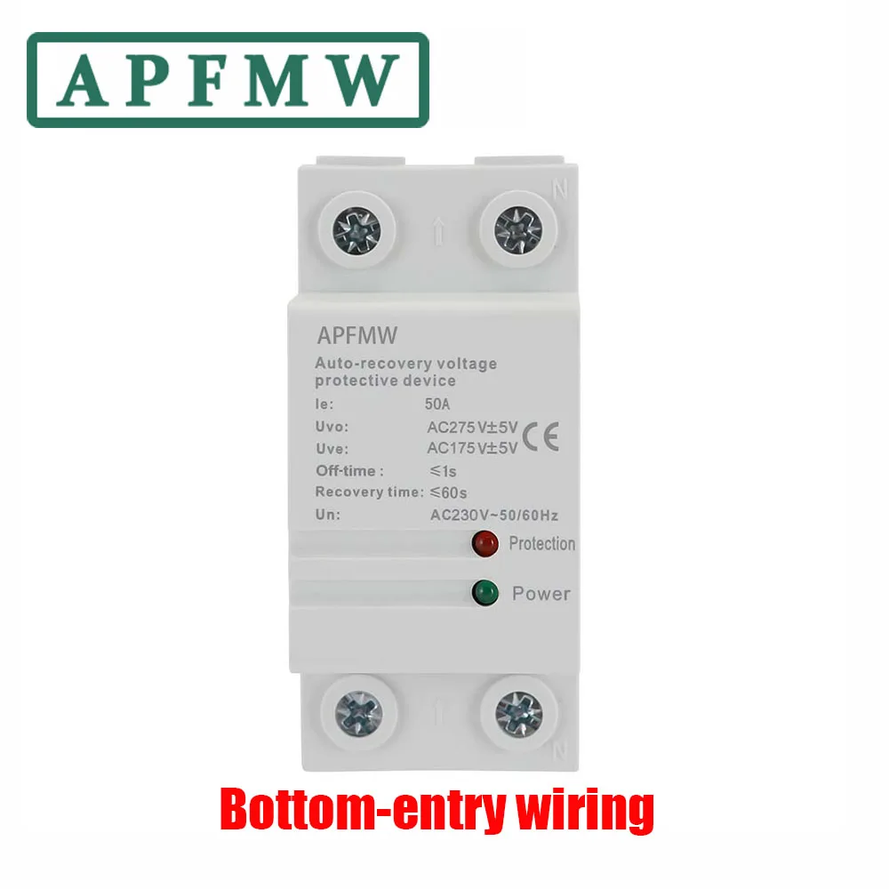 AC 230 Over Voltage Current and Under Voltage Protective Device Protector Relay  Over Current Protection Limit 40A 50A 63A