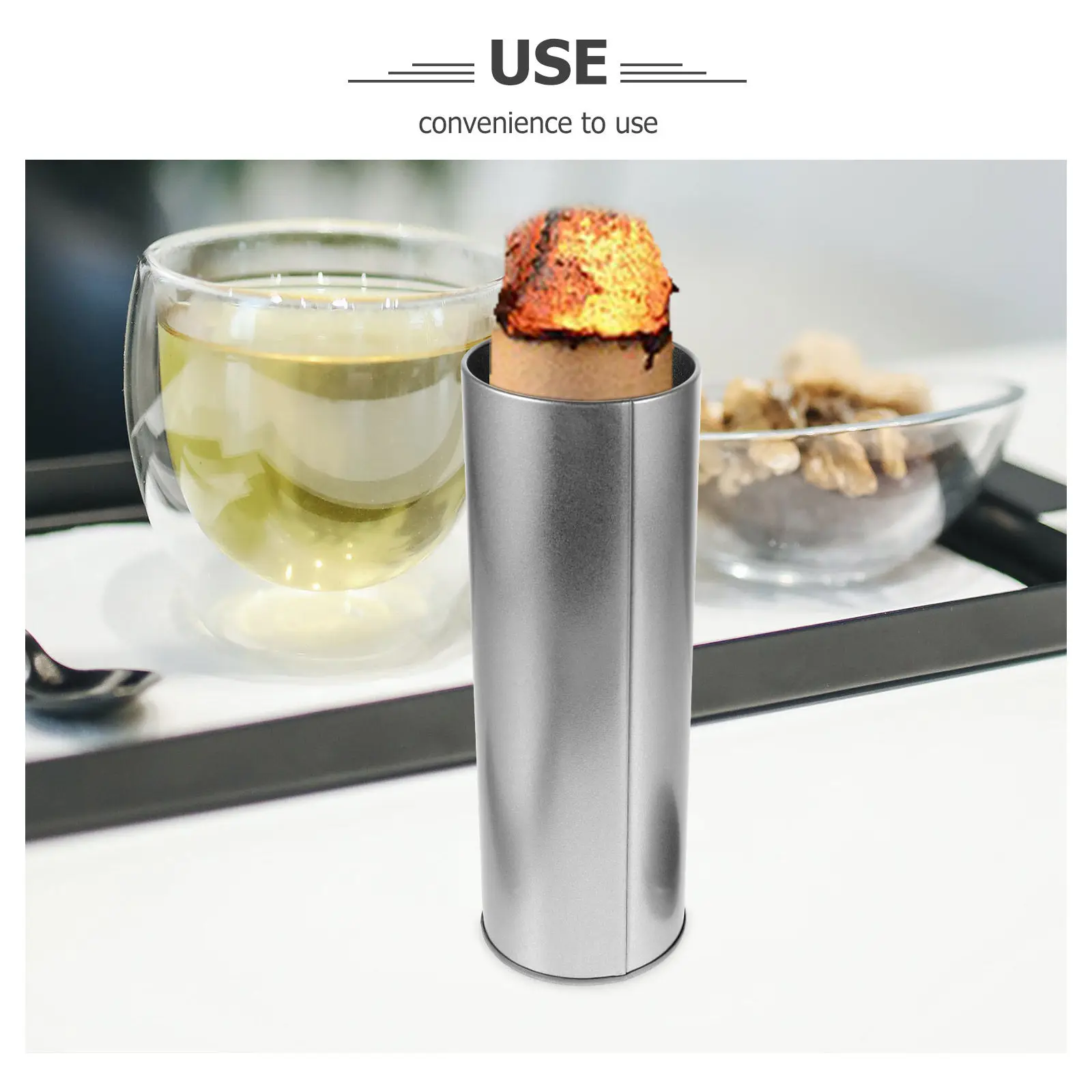 Moxibustion Extinguisher Compact Handheld Fire Safety Tool for Moxa Rolls Mugwort Storage Container Sealed Metal Jar with Lid
