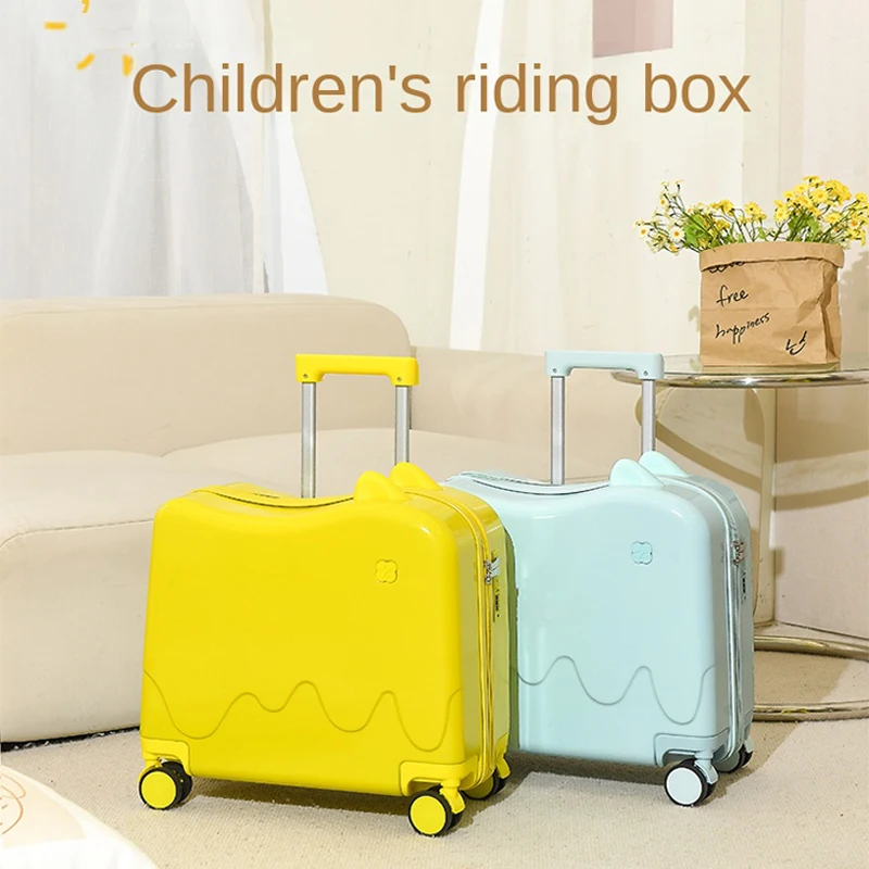 Cute Children's Luggage  Small Lightweight 18inch Password Boarding Box can Sit Ride Universal Wheel Travel Trolley Suitcase