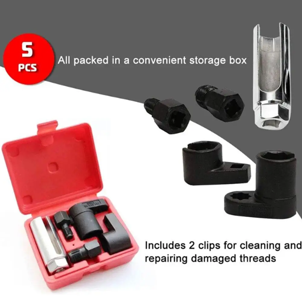 

5PCS Oxygen Sensor Wrench Kit For Auto O2 Socket Removal Install Offset Vacuum Sensor Socket Thread Chaser Tool I5D9