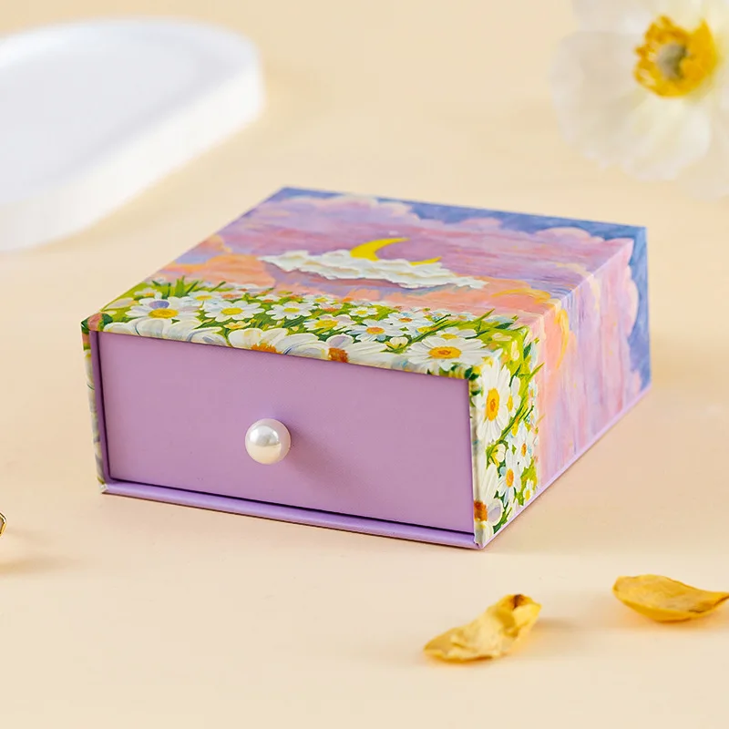 

Органайзер для ювелирных изделий с жемчужной ручкой, коробка для упаковки ювелирных изделий с несколькими ящиками, однотонная подарочная коробка, однотонный ящик, шкатулка для драгоценностей для дома