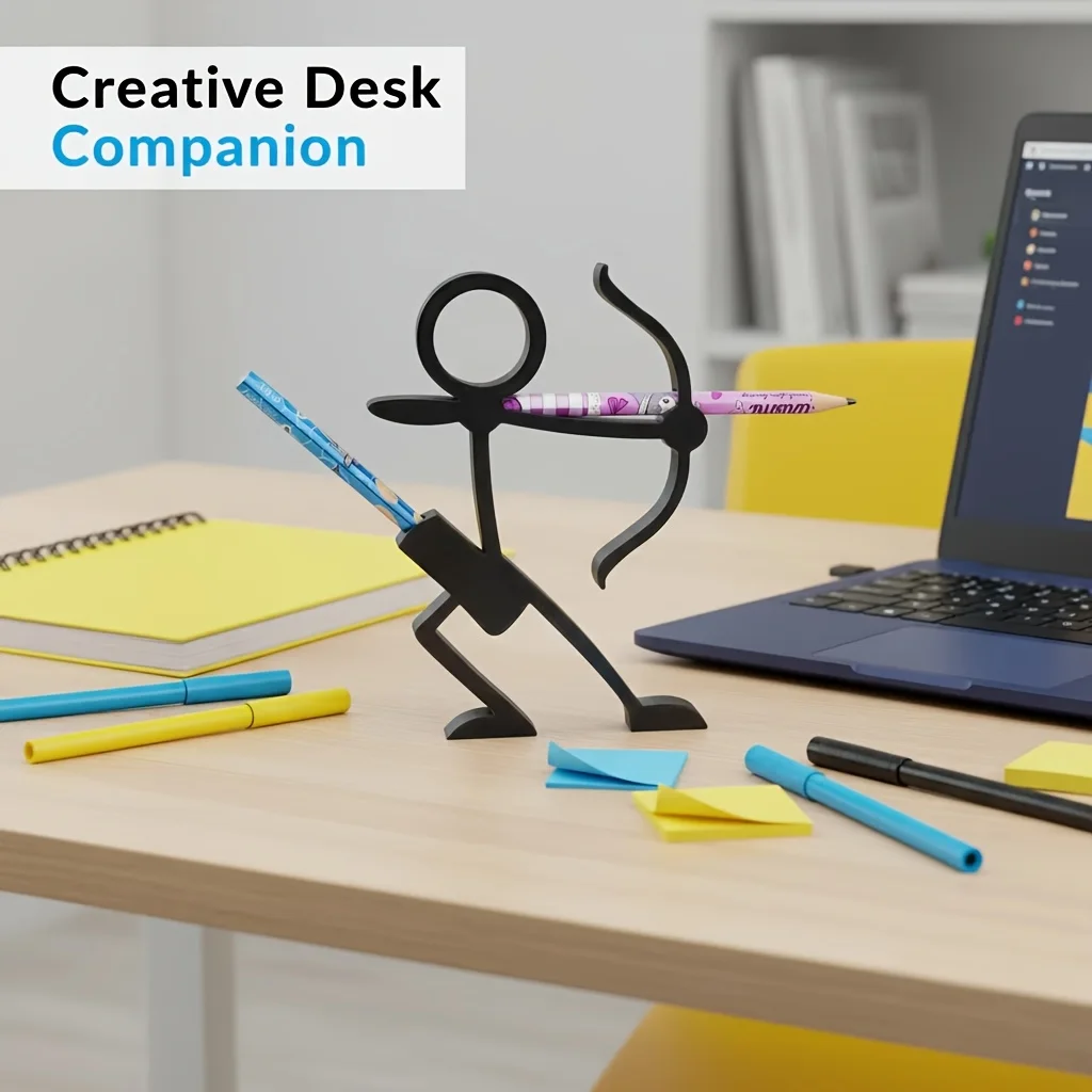 

Набор из 2 подставок для карандашей в форме лучника (карандаши в комплект не входят), подставка для ручек, контейнер для ручек, украшение для дома и рабочего стола, канцелярские принадлежности для учебы и офиса, настольная скульптура, подарки на Пасху, Де