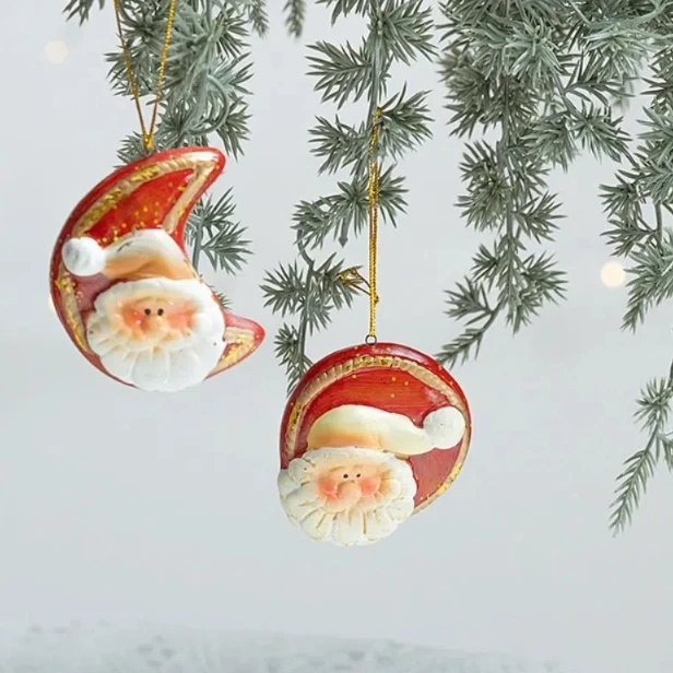 Retro Santa Claus Red Pottery Pendant Cartoon Handcrafted Christmas Tree Hanging Ornaments Exquisite Merry Christmas Decoration