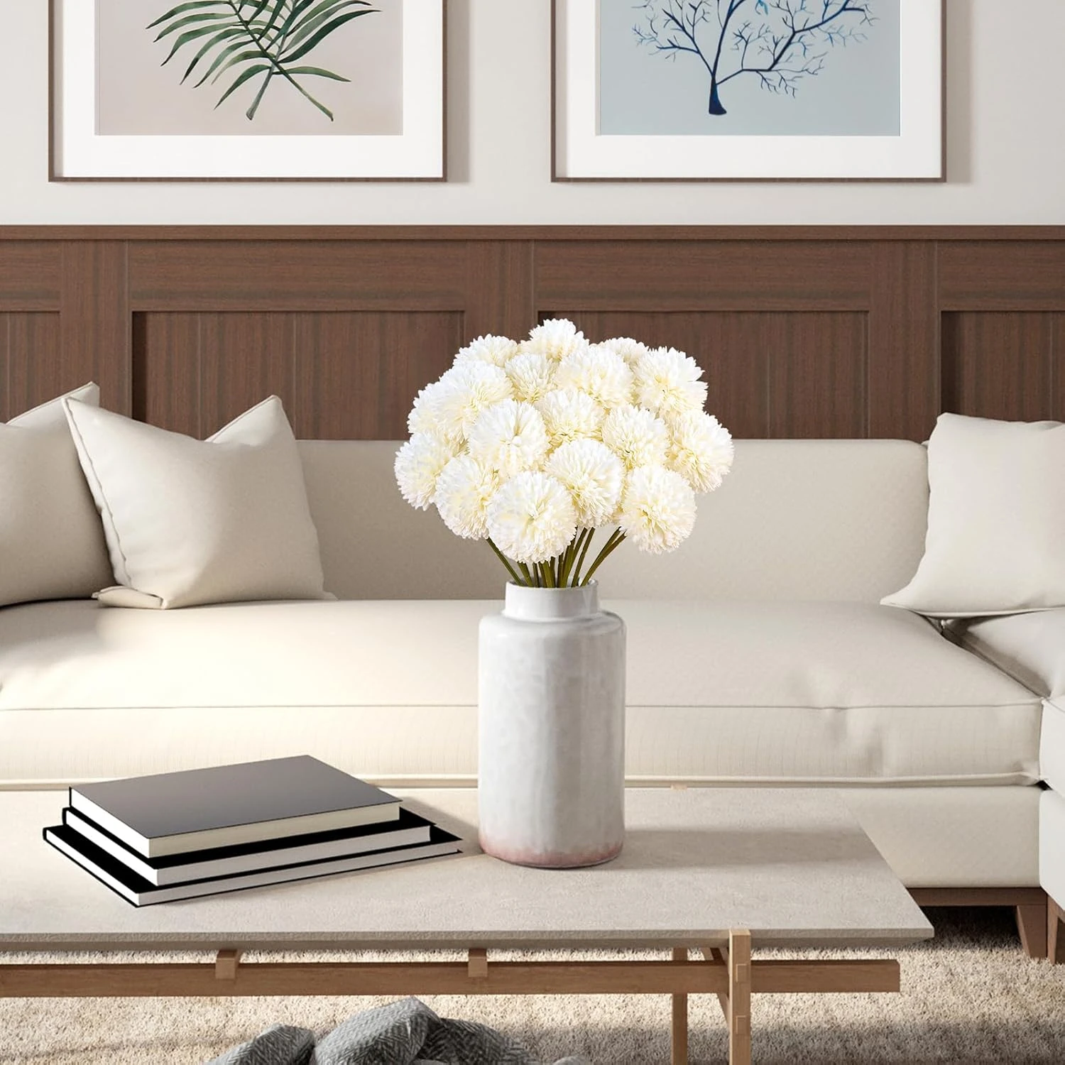 

16 Pcs White Chrysanthemum Hydrangea Silk Flowers for Wedding Bouquet Decor Love Decorations for party Black flowers Fall decor