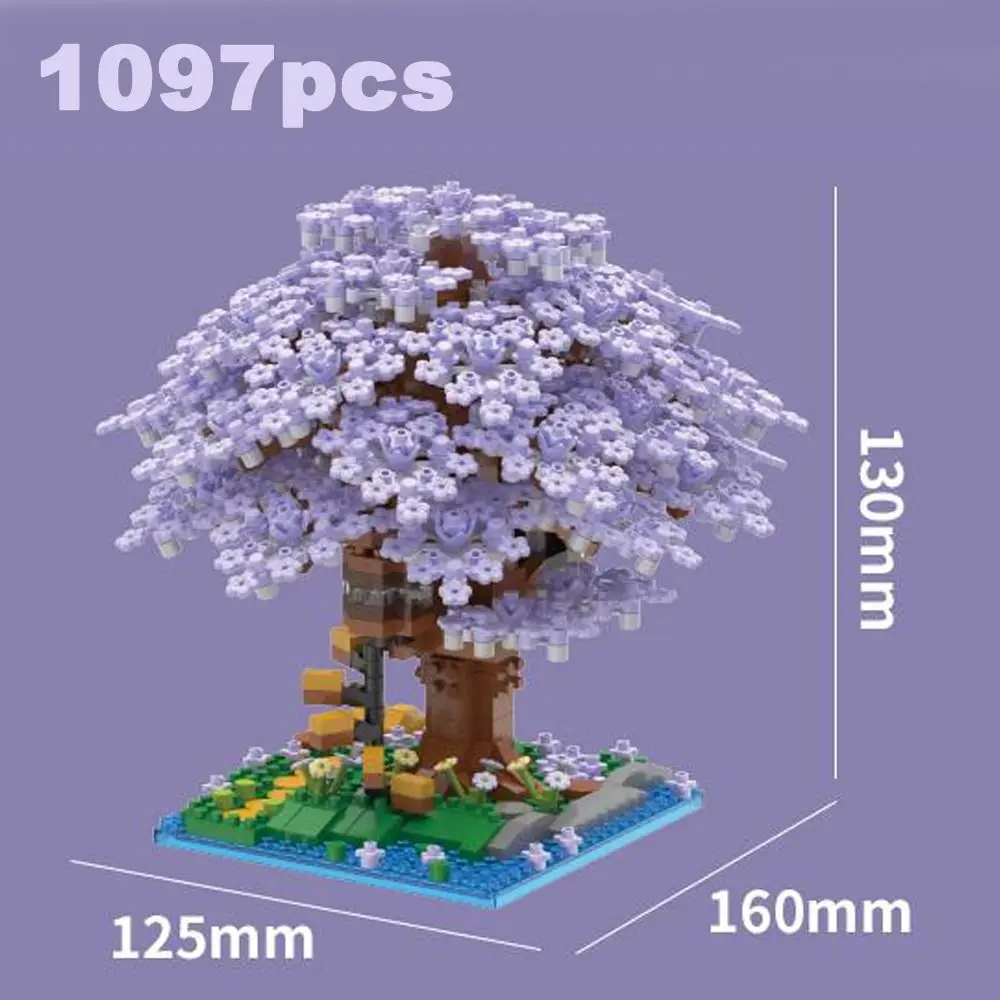 DIY桜の木ビルディングブロックキット微粒子ギフト桜の木の家モデルセット桜盆栽ビルディングセット