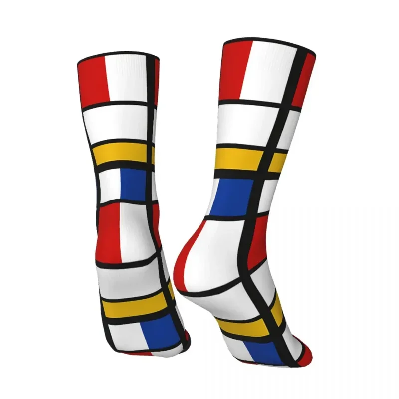 Y2K Happy Men'S Socks De Stijl Mondrian Inspired Retro Harajuku Geometric Hip Hop Casual Pattern Crew Crazy Sock Gift Printed