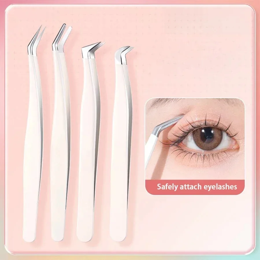 1/2/4pcs Eyelashes Tweezers Stainless Steel Superhard Tweezers High Precision Anti-static Tweezers for Eyelash Extensions tools