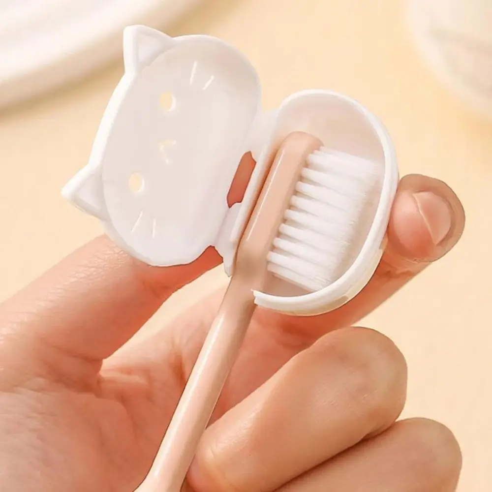 4Pcs Plastic Cat Toothbrush Protective Covers Portable Cat Shape Toothbrush Head Case Dustproof Head Germproof