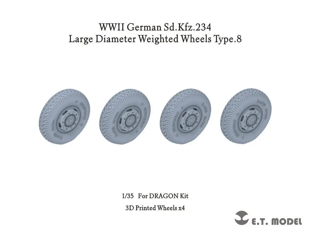 ET MODEL  P35-108, Sd.Kfz.234 Large Diam. Weigh. Wheels Type.8 (3D Printed), , 1/35