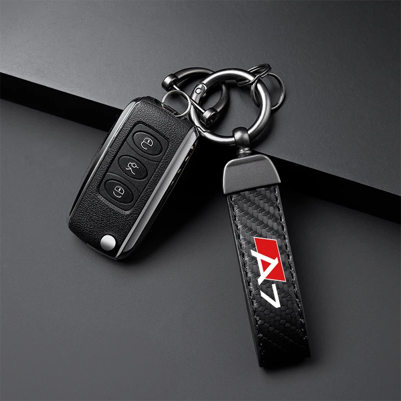 Car Keychain Horseshoe Buckle Jewelry for audi A3 A4 A5 A6 A7 A8 Q3 Q5 Q7 Q8 SLINE S LINE carbon fiber Leather Accessories